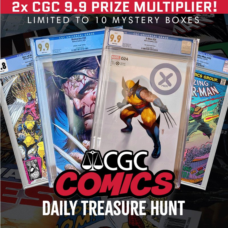 CGC Comics Daily Treasure Hunt - Limited to 10 - 2x CGC 9.9 Prize Multiplier! | 2.21.2024 - Antihero Gallery